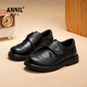Annil (Annil) boys' leather shoes 2025 new performance small leather shoes children's leather shoes black medium and large children's black leather shoes boys 2477 black 35 inner length 22.6cm/foot length 21.6-22cm