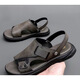 
Heyu summer men's sandals imitation leather comfortable thick-soled anti-slip beach shoes casual soft-soled sandals gray 9923 38 [In the event]