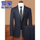 ROMON 100% pure wool men's suit high-end striped spring and autumn business casual no-iron anti-wrinkle light luxury suit black gray dark pattern M 170/48