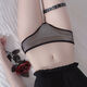 Sexy triangle open thong lace T pants hollow metal chain low waist pure lust sexy underwear for women black one size 80-125 Jin Jin equals 0.5 kg