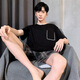 
Feng Gulan 80-220Jin [Jin equals 0.5 kg] Big children pajamas boys summer short-sleeved cotton teenagers middle school students big boy suit HDE9928 L