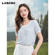 lagogo breathing short-sleeved sweater for women Lagugu Valley 2025 summer new hollow light commuter top light blue S