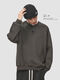 Pupan GWIT American retro Henry collar winter warm pullover plus velvet thickened relaxed feeling light mature style sweatshirt for men soft black BLACK M M