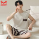 Catman (Miiow) Pajamas de hombres de algodón puro, pantalones cortos de chaleco de verano, ropa para el hogar de talla grande se puede usar fuera de 2025 Nuevo estilo OM13657# L