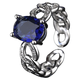Fat Donglai buys the same model of Tanzanite ring, European and American fashion inlaid with simulated sapphire for women, simple, light and luxurious temperament, white gold, adjustable opening