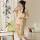 Langsha Neuer chinesischer Pyjama für Frauen im Sommer Nachahmung Baumwolle Kurzärmel 2025 Chinesische Stil Falten Sie lässig Lose Home Clothing 9905 m