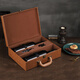 Art Bird high-end retro leather red wine gift box double wine packaging box empty box wide version elegant and general style Retro double brown horizontal handle wide version elegant and luxurious