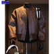 Yu Ruike American deconstructed short leather jacket men's handsome motorcycle baseball uniform trendy workwear bomber jacket black M 90-110Jin Jin is equal to 0.5 kg