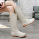 Han Linnu High Tube Rain Boots для женщин 2025 Новые наружные дождевые ботинки Водонепроницаемые и не скользящие туфли для воды для дождливых туфель для обуви для спешных морских резиновых туфлей [стиль края-простой и универсальный] не совсем белый 37