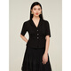 JUZUI commuting texture pleated suit jacket summer style JWDX40514 plain black M