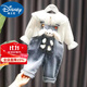 Disney baby girls overalls suit spring and autumn children 2025 new pants autumn children's fashionable trousers baby jeans suit (blue) overalls + shirt 80 recommended 75-85cm 9-12 months