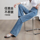 Yiyang wide-leg straight jeans for women in 2025 new summer slim trousers wash water blue 28