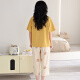 Langsha pijama para mujeres en verano algodón puro 2025 nuevos pantalones recortados de manga corta con almohadillas en el pecho para ropa al aire libre para trajes de mujer 9207 con almohadillas en el pecho M
