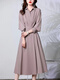 
NOSSKISS luxury high-end brand long-sleeved shirt dress for women 2025 autumn new style temperament waist-hugging and slimming high-end skirt Gray high-quality version L Recommended 105-115Jin [Jin equals 0.5 kg]