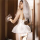 Nouveau style de robe de mariée sexy robe de mariée blanc pyjamas mariée tentation sexy aux épaules pure et excitée petits seins émotionnels transparents innocents costumes blanc + 9756 + modèles de taille moyenne 80-120jin [Jin est égal à 0,5 kg]