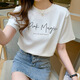 Playboy; Camiseta de manga corta Playboy White Women's New Summer Lo suelto Versión coreana Corea redonda de diseño de gran tamaño a media manga Top N3523-White XL
