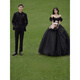 Wutuo black evening dress, elegant and high-end atmosphere, travel photography, fugitive princess, forest style lawn black gauze photography, gauze ceremony, fine women's dress, one size fits all