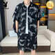 Playboy (Playboy) Camisa de altura corta de gatillo de alta gama Traje de altura de verano de verano y pantalones cortos de playa de vacaciones combinados con camisa 679 metros Traje blanco M 90-110Jin [Jin iguala 0.5 kg]