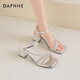 Daphne Silver High Heel Sandals for Women 2025 Summer Nuevas sandalias francesas de diamantes de imitación con temperamento de falda Sandalias de tacón alto para mujeres IMBRANTE DE SILVER [5.5 cm de espesor] ​​37