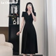 La Chapelle (La Chapelle) Kleid, professionelles Kleid, Sommer-Slim-Temperament für Frauen, formelle Anklage Anzug Kragen Französische lange Rock, schwarzer XL 120-130jin [Jin ist gleich 0,5 kg]