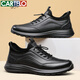 CARTELO men's shoes spring and autumn cowhide comfortable dad shoes business sports casual men's leather shoes 5210 black 40