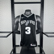 NBA KIDS23赛季马刺黑白色3篮球服球衣热压美式宽松透气速干无袖运动背心 黑色上衣3号 XS