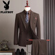 Playboy 2025 Winter Suit Men's Retro Striped High-Quality Double-breasted Suit Three-piece Formal Wedding Dress Retro Three-piece Suit XL 52