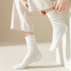 PURCOTTON All-Cotton Era same socks for women's cotton yarn boneless confinement socks for summer thin style with small leather shoes stacked socks white [with extended cylinder] 3892 White 5 5 pairs, one size [34-40][Long lint cotton anti-pilling,