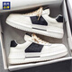 HLA men's shoes for summer and autumn new breathable small white shoes for men's students thick sole sneakers casual board shoes trendy shoes 9906 white and green 43