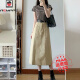 AEMAPE [1070 people collect] Retro work clothes wash cotton skirt for women in spring and summer medium-length temperament straight skirt covering hips, beige 6628# One size 80-130Jin [Jin equals 0.5 kg]