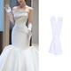 
Jingji satin stretch long gloves festival party performance bar dance dress retro dress wedding dress Hepburn style photo white lengthened gloves [long 53cm1 double]