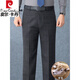 Pier Cardin wool trousers for men in autumn and winter, middle-aged loose straight men's pants business casual trousers daddy casual trousers Z6621 medium gray stripes [wool] 34 [2 feet 7 waist]