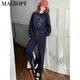 
MAGIOPY international luxury high-end brand Korean chic casual sports suit for women 2025 spring new style fashionable age-reducing short dark blue two-piece set S (100 Jin [Jin equals 0.5 kg])
