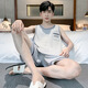 UKUHPK Summer Thin Herren Pyjamas Plus-Size-Kurzärmel-Heimkleidung im koreanischen Stil 9928# (kurzärmelige Shorts) L [95jin [Jin entspricht 0,5 kg] -120jin [Jin entspricht 0,5 kg]]