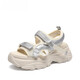 
SIPUWANG Sports Sandals for Women 2025 Summer New High-Soled Thick-Soled Casual Sponge Cake Shoes Wear Anti-Slip Beach Shoes Velcro 693 Beige * Heel Heel Height 6.5cm 38