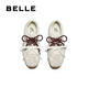 百丽（Belle）青撞色德训鞋女2025秋新商场同款时尚薄底休闲鞋E2N1DCM5预售 米白色 37 (235mm)