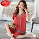 Langsha High-End Pyjamas für Frauen im Sommerkämmte Baumwolle kurzärmelige Kumpelhosen Zwei-teilige Sommerdünne Mutter mit mittlerem Alter Home Kleidung R6623 Dark Pulver High-End Pure Cotton Croped Hosen m Standardcode M80Jin [Jin gleich 0,5 kg] 100jin [Jin Equals Equals gleichen 0,5 kg]