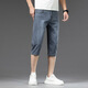 Playboy ice silk seven-point denim shorts for men's trendy brand slim straight mid-tie 2025 summer thin casual and versatile men's pants 757# Ice sand blue 30 [waist circumference 2 feet 3 recommended 110~120Jin [Jin equals 0.5 kg] wear]
