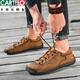 
CARTELO men's leather shoes summer breathable casual large size men's shoes British trendy soft sole 2025 new lace-up men's shoes 9926 golden 38