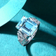 HEEKAIYI Aquamarine Ring Women's Diamond Ring Luxury Jewelry Chinese Valentine's Day Birthday Gift for Wife and Girlfriend Selected 5ct Santa Maria Aquamarine Ring
