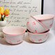 Pink and blue bow ceramic bowl home eating bowl ins high-looking underglaze color tableware dessert bowl soup bowl noodle bowl 1 bow 4.5-inch bowl
