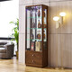 Mumaren einfache moderne Wohnzimmer Wand-zu-Wand-Fernseher-Weinschrank mit Schloss Displanschrank Doppeltürglas Dekorationsschrank Neue chinesische Stil Deep Walnuss mit Beige 681# Doppeltür