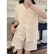 Calculat/Keen(CALCULAT/KEEN) CK2025 new style solid color short-sleeved pajamas for women in summer sweet and simple cardigan home clothing set 9225XI solid color lace apricot color [fixed chest pad] L