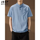 JEEP SPIRITPOLO shirt short-sleeved men's Henry collar 2025 summer thin stand-up collar quick-drying loose T-shirt Zhongshan breathable tops gray L weight range 120-140Jin Jin equals 0.5 kg