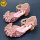 G.DUCKKIDS girls silver princess shoes bag toe bow little girl crystal shoes rhinestone soft sole dress skirt children's high heels silver (9922-7 small heels) 26 / shoe length 16.5c