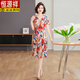 Hengyuanxiang (Hyx) Mutter Sommer kurzärmeligte Eiskleid modische großgröße mit mittleren und älteren Frauen lockerer Baucher-Gummiblühen Red MJL683 2XL [Vorgeschlagen 105-120jin [Jin gleich 0,5 kg]]