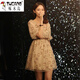 Woodpecker (Tucano) Quadratchiffon Chiffon Kleid für Frauen Sommer 2025 Neue Street-gebratene kleine Person, die das Alter reduziert und schlank und hüftgerüste Mesh Feenrock Aprikosenfarbe aussieht 9435 Erster Geschenkgurt XL