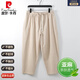 Piercadan grasta de gran tamaño y línea pantalones recortados de algodón para hombres Pantalones de ocio lineales de tamaño grande de tamaño grande.