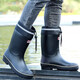 Huili Botas de lluvia impermeables Tubo medio para hombres Botas de lluvia anti-Slip Zapatos de goma Zapatos de agua Zapatillas CAR Lavado de pesca al aire libre Botas cortas 589 Black Tie 42