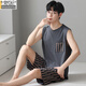 Modal pajamas men with fat and larger summer modal thin sleeveless vest loose ice silk large size home clothing 300 Jin [Jin equals 0.5 kg] MDR723 dark gray stripes 3XL large [recommended 180-220 Jin [Jin equals 0.5 kg]]